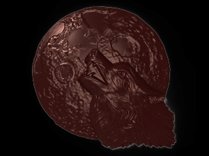 wolf with the moon bas relief for cnc 3D Model
