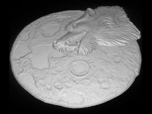 wolf with the moon bas relief for cnc 3D Model