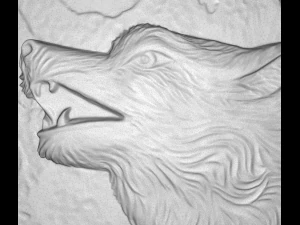 wolf with the moon bas relief for cnc 3D Model