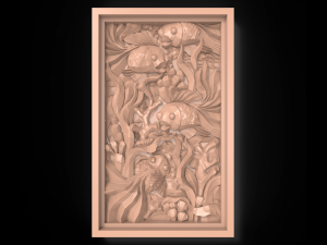 the fishes between seaweed bas relief for cnc 3D Model