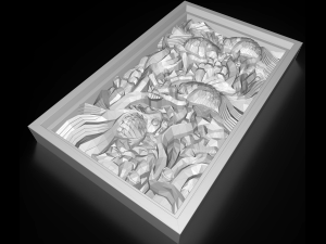 the fishes between seaweed bas relief for cnc Modello 3D