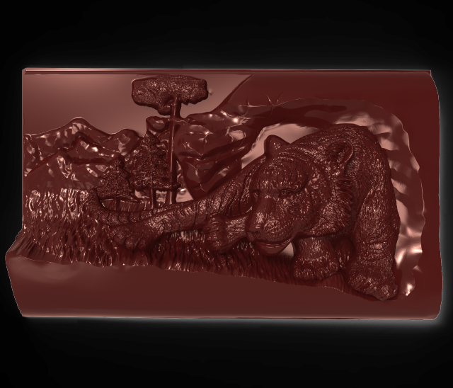 tiger near the rock bas relief for cnc 3Dモデル .c4d .max .obj .3ds .fbx .stl .blend 