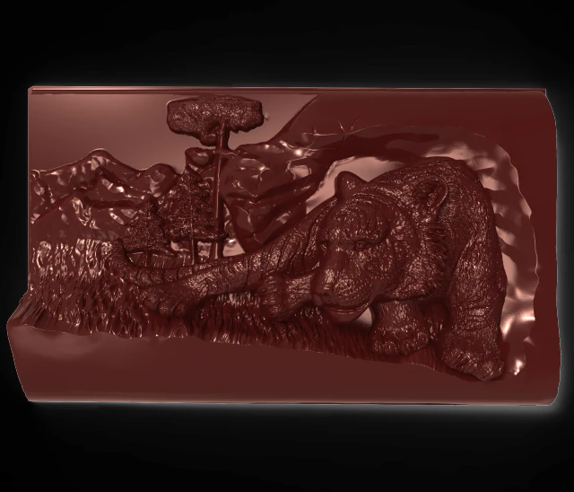 tiger near the rock bas relief for cnc 3D Model .c4d .max .obj .3ds .fbx .stl .blend 