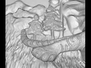 tiger near the rock bas relief for cnc 3D Model