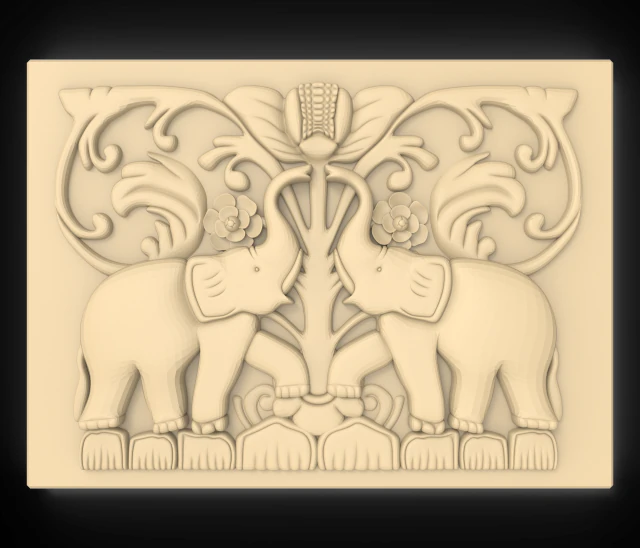 two elephants bas relief for cnc 3D Model .c4d .max .obj .3ds .fbx .stl .blend