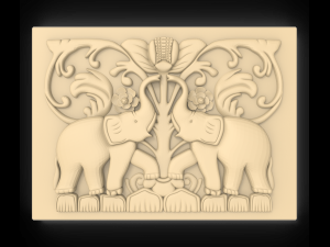 two elephants bas relief for cnc 3D Модель