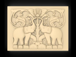 two elephants bas relief for cnc 3D Model