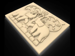 two elephants bas relief for cnc 3D Model