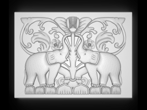two elephants bas relief for cnc Modelo 3D