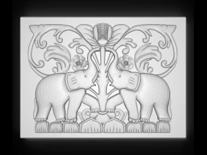 two elephants bas relief for cnc 3D Model