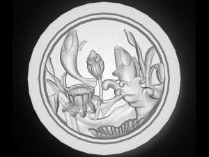 two fishes jump out the water bas relief for cnc 3D Model