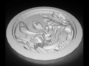 two fishes jump out the water bas relief for cnc 3D Model