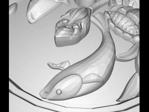 two fishes jump out the water bas relief for cnc 3D Model