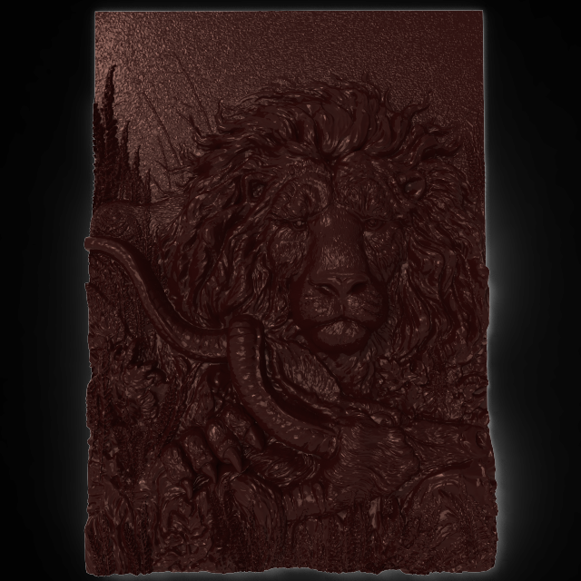 successful hunting lion prey is antelope bas relief for cnc Model 3D .c4d .max .obj .3ds .fbx .stl .blend 