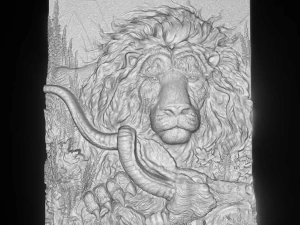successful hunting lion prey is antelope bas relief for cnc 3D Model