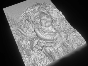 successful hunting lion prey is antelope bas relief for cnc Model 3D