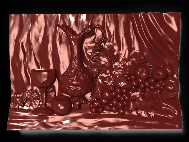 still life wine apples and grapes bas relief for cnc 3D Model .c4d .max .obj .3ds .fbx .stl .blend 