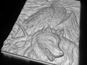 eagle and wolf bas relief 3D-Modell