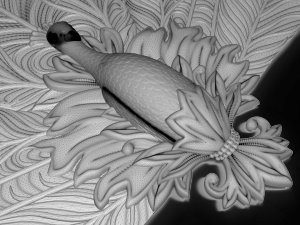 peafowl bas relief for cnc Model 3D