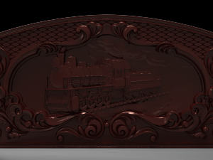 steam locomotive bas relief for cnc 3D Model
