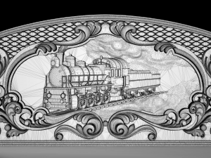 steam locomotive bas relief for cnc 3D 模型