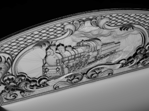 steam locomotive bas relief for cnc 3D 模型