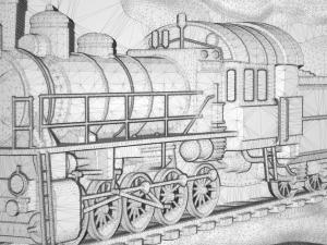 steam locomotive bas relief for cnc 3D 模型