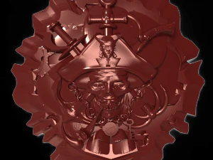 pirate skull bas relief for cnc 3D Model