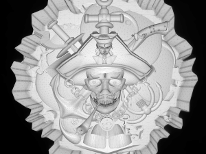 pirate skull bas relief for cnc Modelo 3D