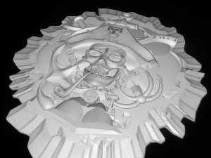 pirate skull bas relief for cnc Modelo 3D