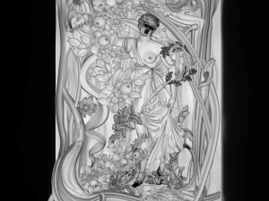 beautiful girl in a summer garden bas relief 3D Model