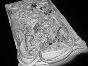 beautiful girl in a summer garden bas relief 3D Model