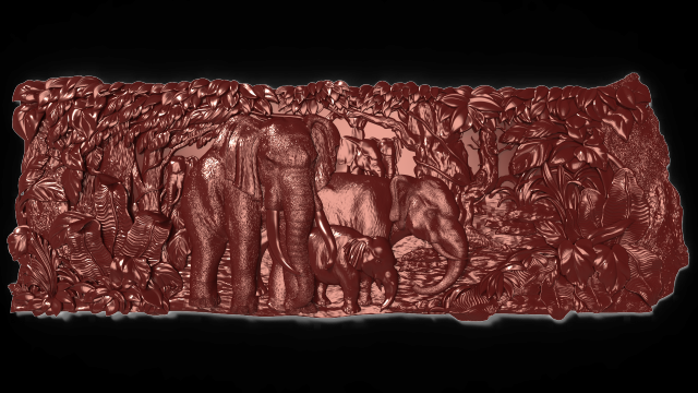 elephants family bas relief for cnc Model 3D .c4d .max .obj .3ds .fbx .stl .blend 