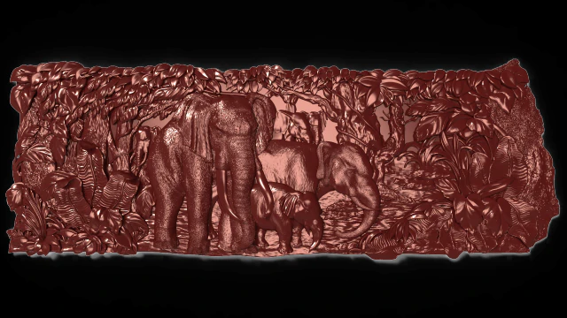 elephants family bas relief for cnc 3D Model .c4d .max .obj .3ds .fbx .stl .blend