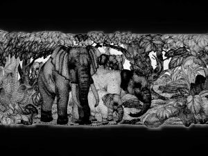 elephants family bas relief for cnc Model 3D
