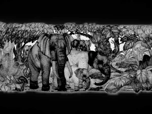 elephants family bas relief for cnc 3D Model