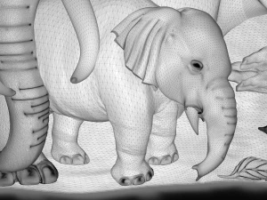 elephants family bas relief for cnc 3D Model