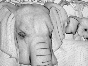 elephants family bas relief for cnc Model 3D