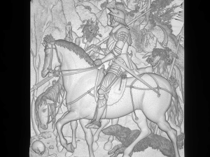 knight and death bas relief Modelo 3D