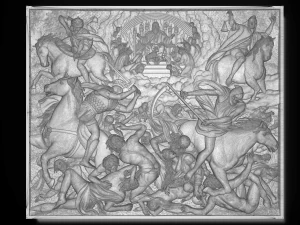 the lamb of god opens the book revelation 6 1-8 - the apocalypse tapestry bas relief 3D Model
