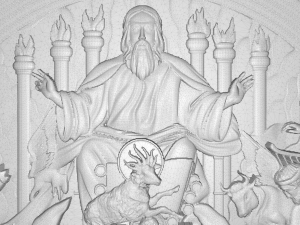 the lamb of god opens the book revelation 6 1-8 - the apocalypse tapestry bas relief Model 3D
