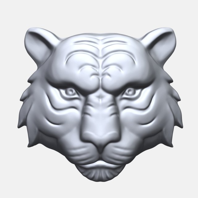 tiger face bas relief 3D-printmodel .c4d .max .obj .3ds .fbx .stl .blend 