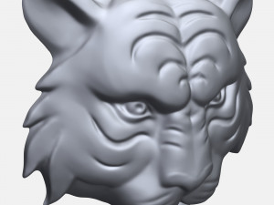 tiger face bas relief 3D-printmodel