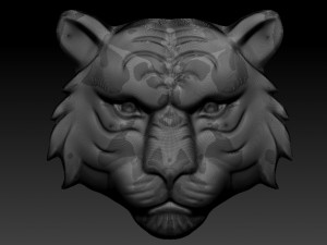 tiger face bas relief 3D-printmodel