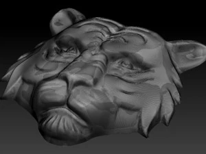 bas relief visage de tigre Modèles 3D en vedette