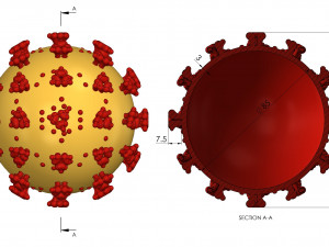 coronavirus sars-cov-2 virion - covid-19 - ncov-2019 - printable 3D-Druckmodell
