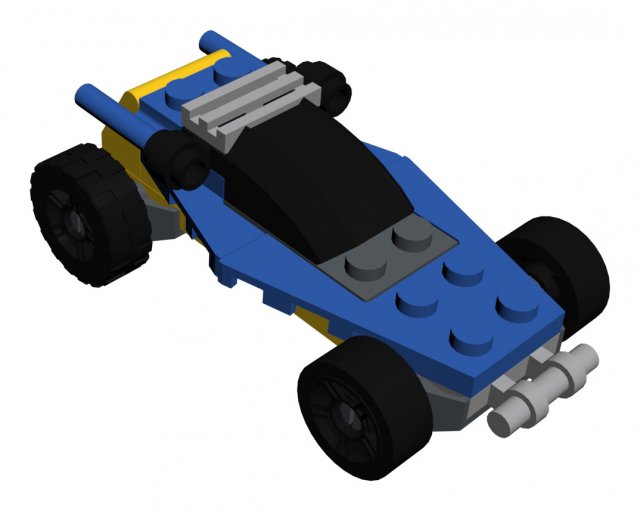 lego 4949 blue buggy 3D Model .c4d .max .obj .3ds .fbx .stl .blend 