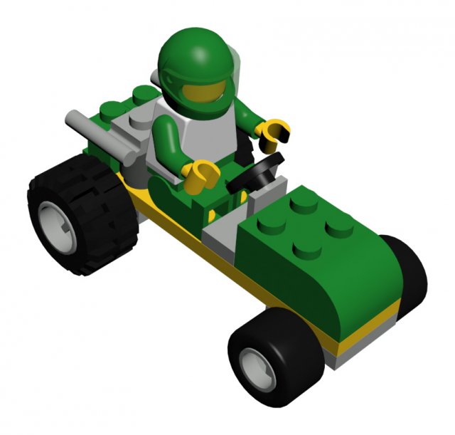 lego 6707 green buggy 3D Модель .c4d .max .obj .3ds .fbx .stl .blend 