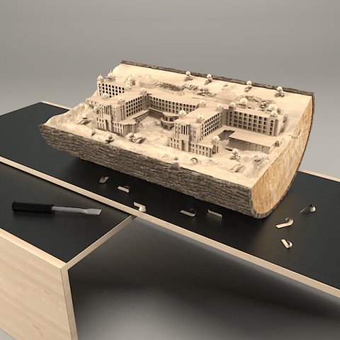 wood hotel 3D Модель .c4d .max .obj .3ds .fbx .stl .blend 