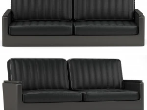 divano in pelle nera Modello 3D